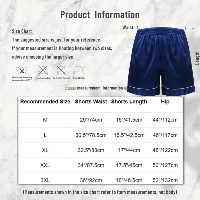 Mens Silky Satin Pajamas Shorts 2023 Summer Elastic Waistband Soft Loose Shorts Boxers Underwear for Home Sleepwear Loungewear