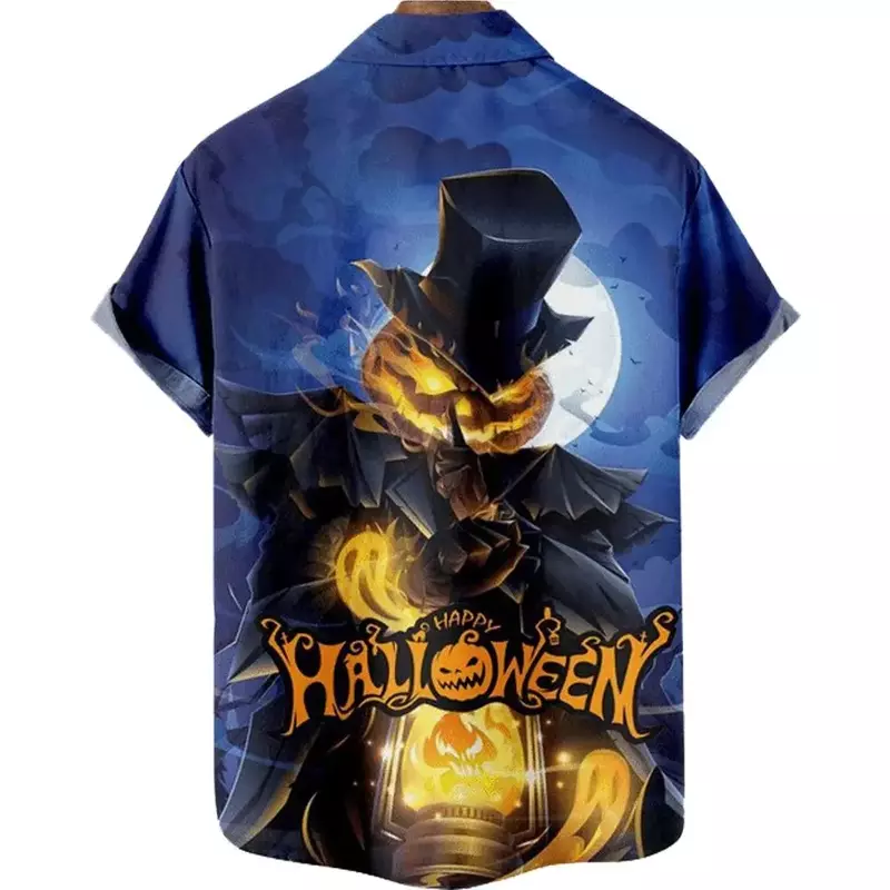 Heren Korte Mouw Horror Night Party Shirts Halloween Tops Harajuku Shirts Vakantie Horror Hiphop Casual Losse T-Shirts Unisex