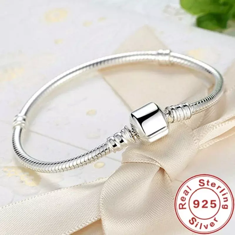 SAIYE-925 Sterling Silver Charm Bracelet para Mulheres, Handmade, Original, Fine Jewelry, Soft, Smooth, Snake Bone
