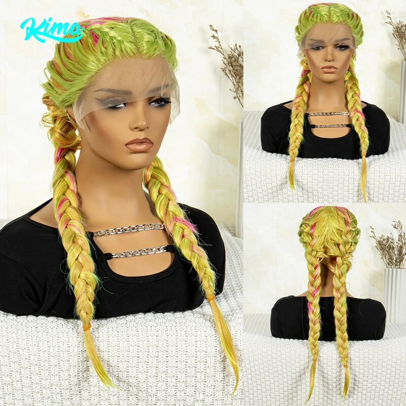 Candy Color Cornrow Braids Wig Lace Front Synthetic Braided Wig Lady Fashion