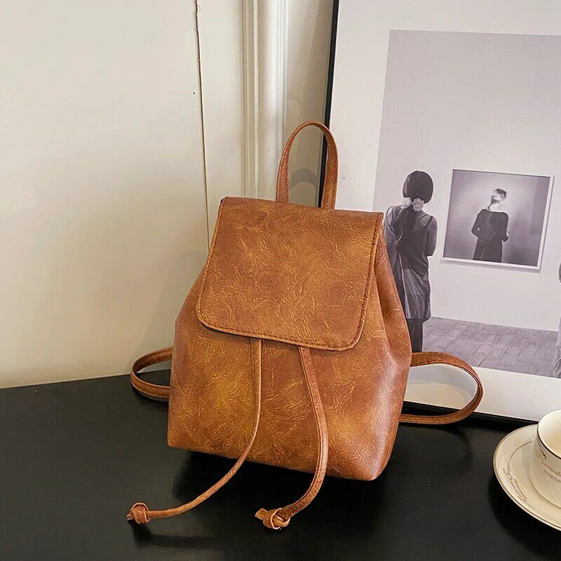 Модный и универсальный рюкзак для девушек из искусственной кожи в стиле ретро, модный и текстурированный рюкзак для колледжа, роскошная Брендовая женская дизайнерская сумка через плечо
