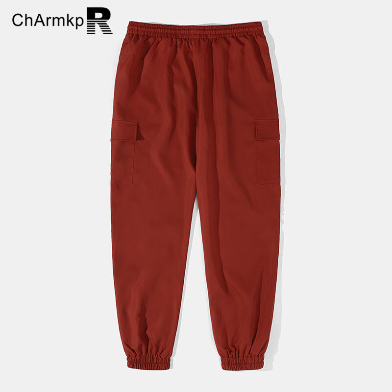 Мужские свободные летние длинные брюки ChArmkpR 2024, свободные брюки-карго с принтом на завязках, уличная одежда для мужчин