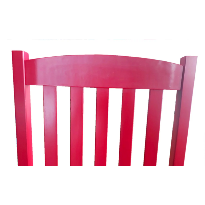 Zewnętrzna drewniana fotel bujany ganku, kolor czerwony, wykończenie odporne na warunki atmosferyczne