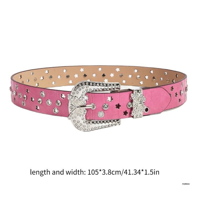 Elegant Waist Belts for Jeans Rhinestones Butterfly Buckle Grommet Body Jewelry