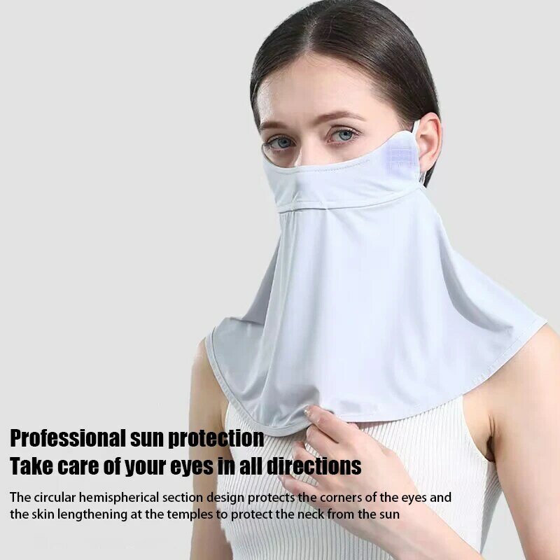 Lodowy jedwab maska przeciwsłoneczna lato UPF50 + anty-uv osłona twarzy ocieplacz na szyję szalik zewnętrzna oddychająca ochrona szyi wisząca maska na uszy