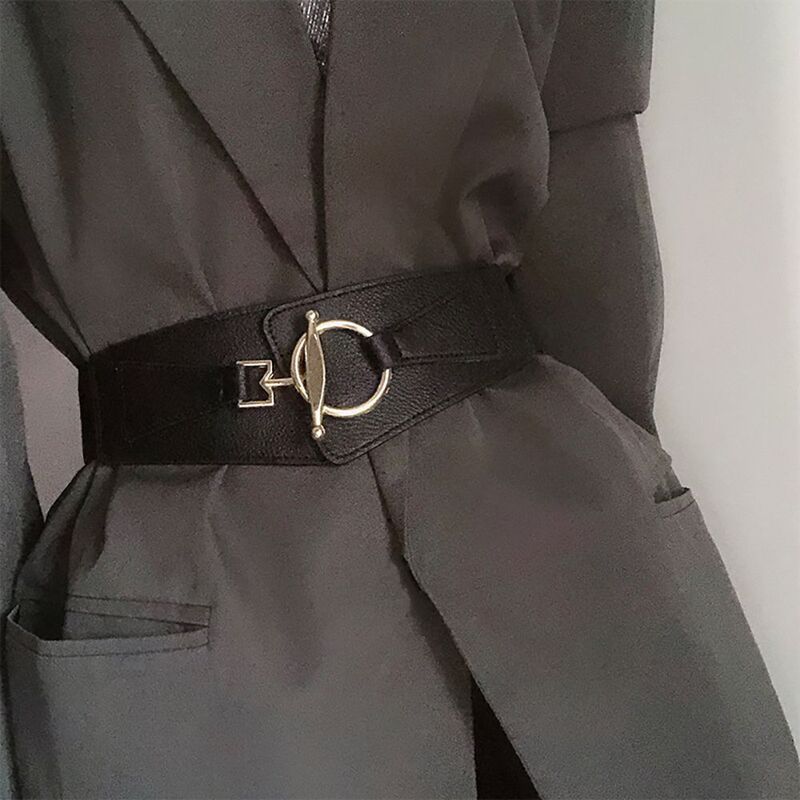 حزام نسائي واسع من الجلد الصناعي ، حزام بسيط ، حزام نسائي ، سترة ، كوري ، قماش ، تنورة ، فستان ، ريترو