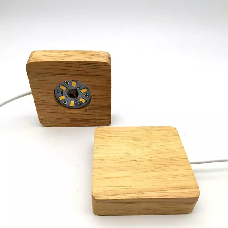 Moule carré en résine légère avec support de base 4.2 en bois, moules en silicone à LED pour l'art de la résine
