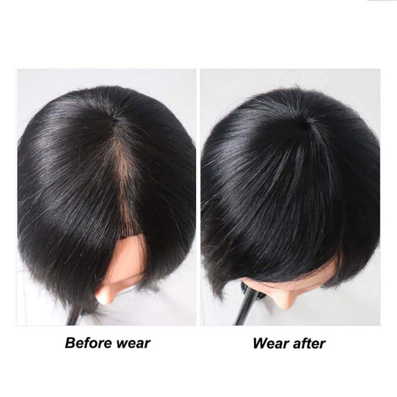 Azjatycki syntetyczny spinany do włosów peruka na czubek głowy ludzkich włosów dla kobiet bezklejowy Pelucas De Cabello Humano Convenience