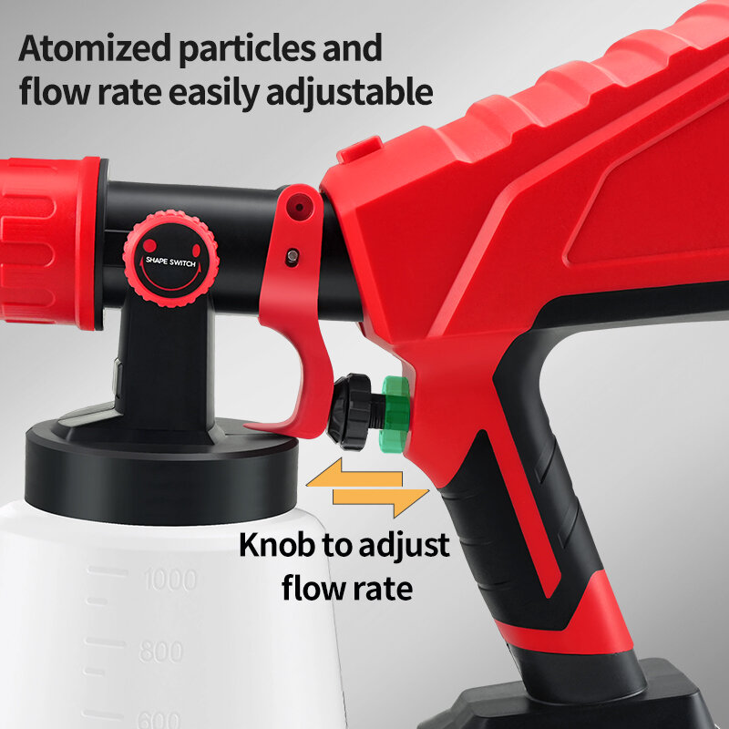 Electric Paint Sprayer Gun 1000ml Capacity Paint Gun with Adjustable Airflow and 600W Motor for Home Interior and Exterior