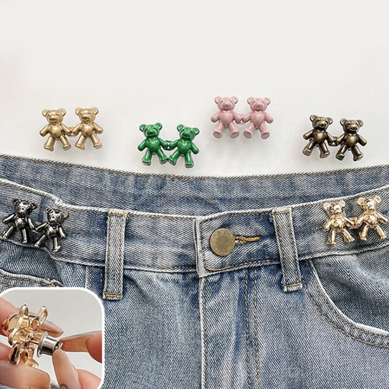 Bear Pant Pin Jean Button Pins Adjustable Waist Buckle Instant Button for Pant Bear Tighten Waist Button Pin No Sew Dropshipping