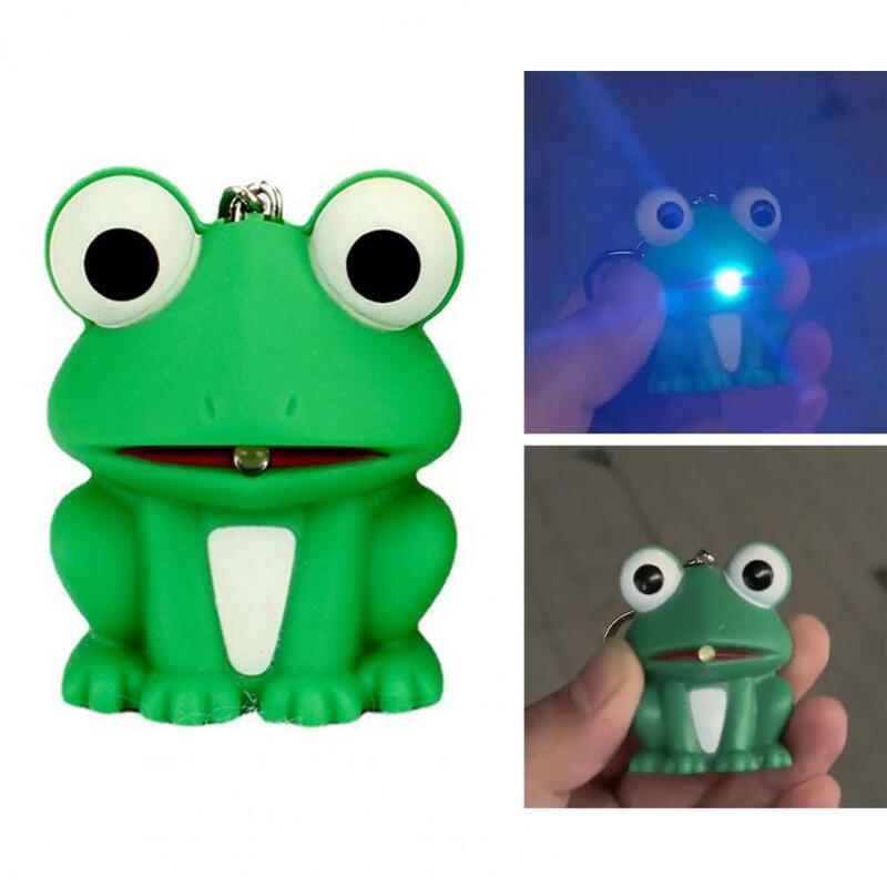 Pengiriman cepat! Mainan bercahaya efek suara bentuk hewan lucu baterai bawaan hadiah cincin kunci katak kartun ABS hiburan cantik
