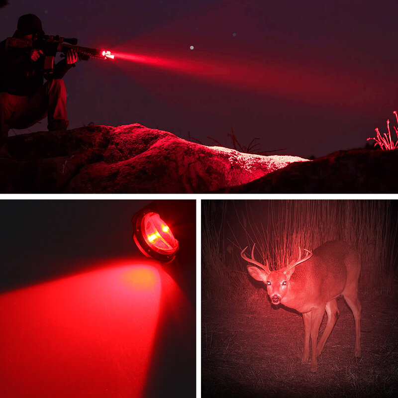 Linterna LED con zoom de 500 yardas, foco rojo/verde/blanco, resistente al agua, Predator Varmint, antorcha de caza, 1 modo de alto brillo