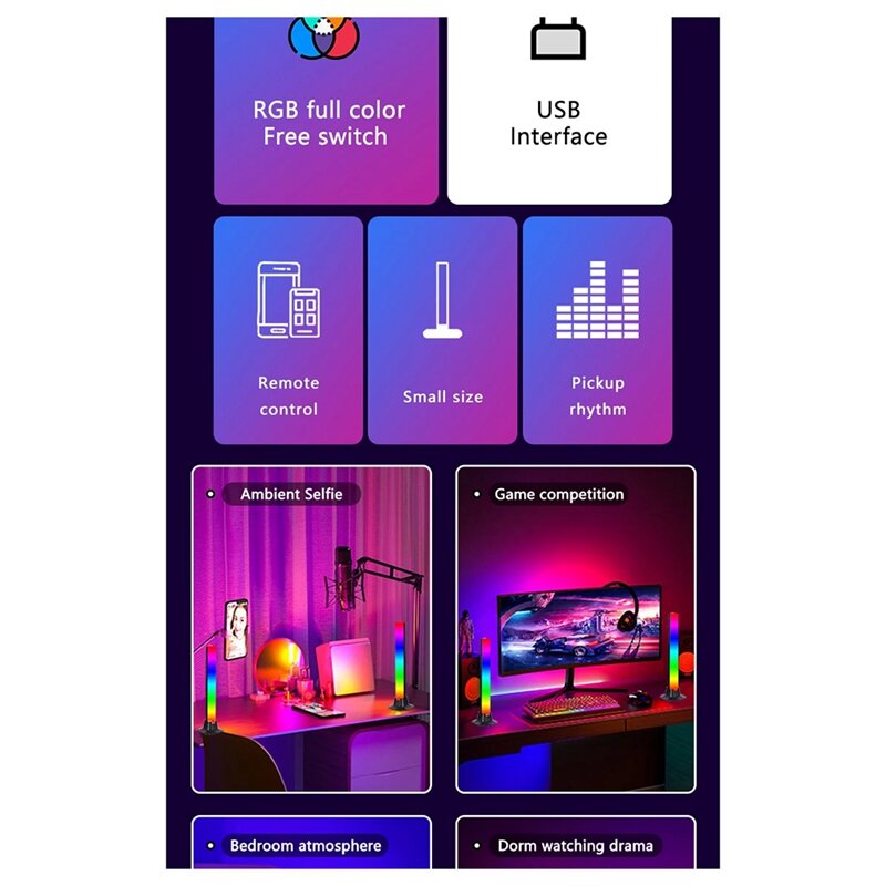 Ambiente LED RGB Licht Stimme Atmosphäre Licht Set Kit TV Wand Computers piel Pickup Lampe Gaming-Spiel Smart Light Set
