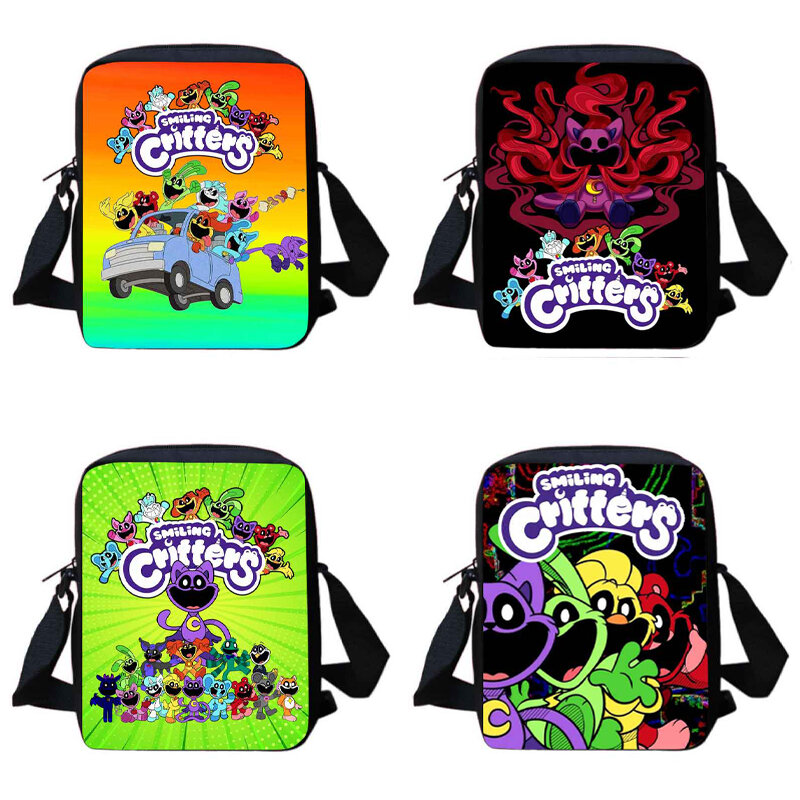 Smiling Critters Lunch Bags ,School Bags for Boys Girls ,Cartoon Amine Games Cooler bags ,Leight Weight Shoulder Bags Best Gift