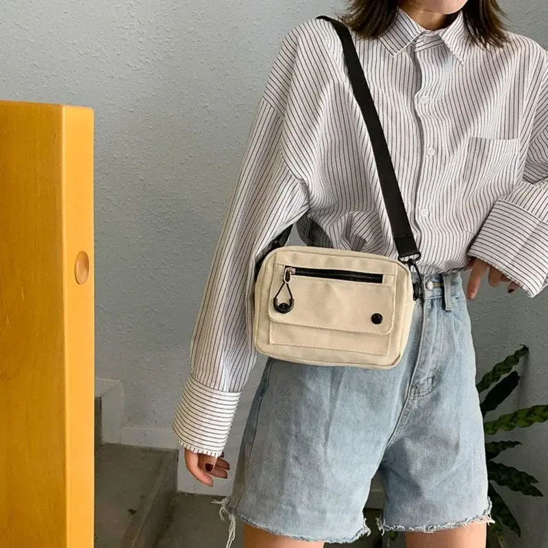 กระเป๋าผ้าใบสะพายข้างสำหรับผู้หญิง WJ01กระเป๋าสะพายข้างสตรีกระเป๋าใบเล็กของเด็กผู้หญิงสไตล์ญี่ปุ่นกระเป๋านักเรียนสะพายข้าง