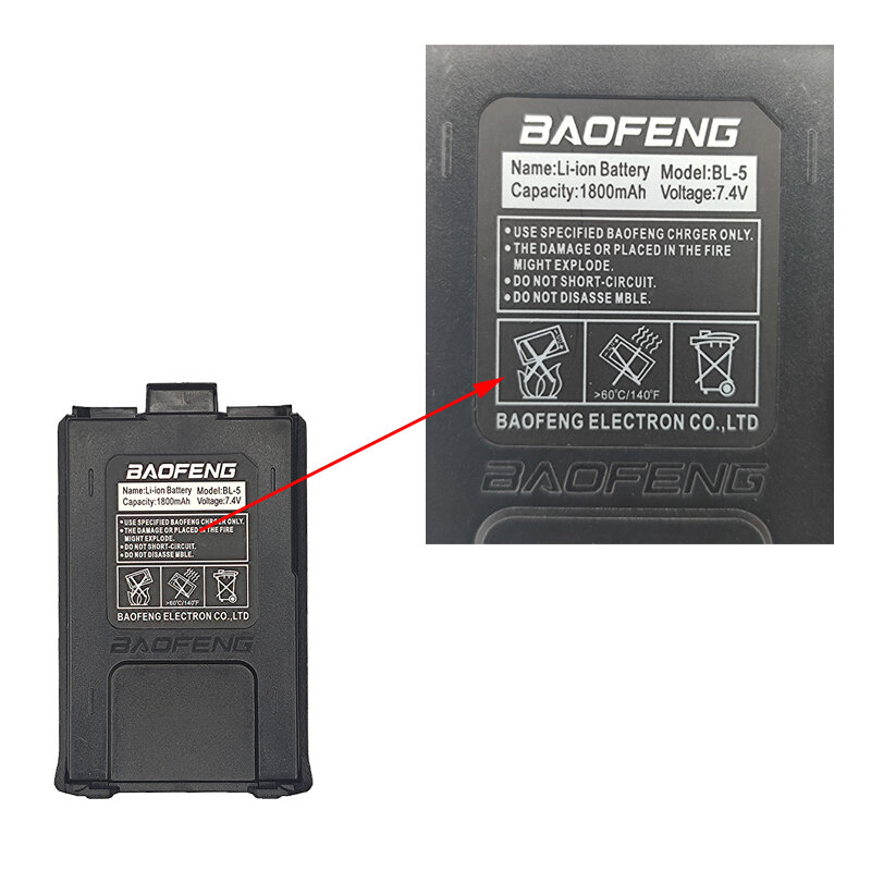 Baofeng-Batería de UV-5R para walkie-talkie, batería de BL-5 de 1800/3800mAh para piezas de Radio, receptor de Radio BaoFeng Pufong UV 5R uv5r