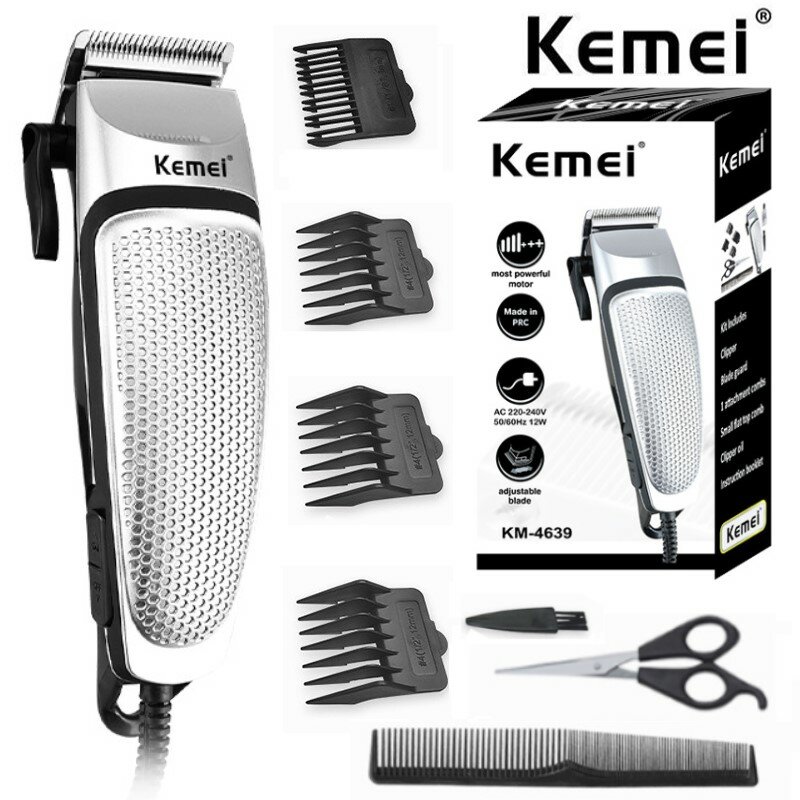 Kemei KM-4639 الكهربائية المقص الشعر كليبرز المهنية المتقلب المنزلية منخفضة الضوضاء اللحية آلة العناية الشخصية حلاقة أداة