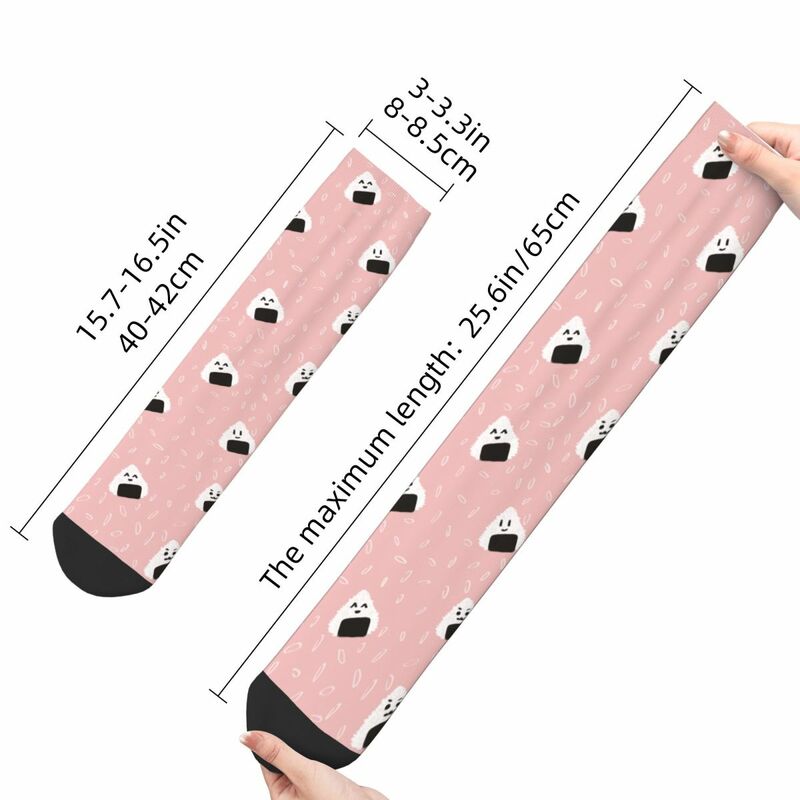 Casual Onigiri Football Socks Sushi Food Cute Polyester Middle Tube Socks for Women Men