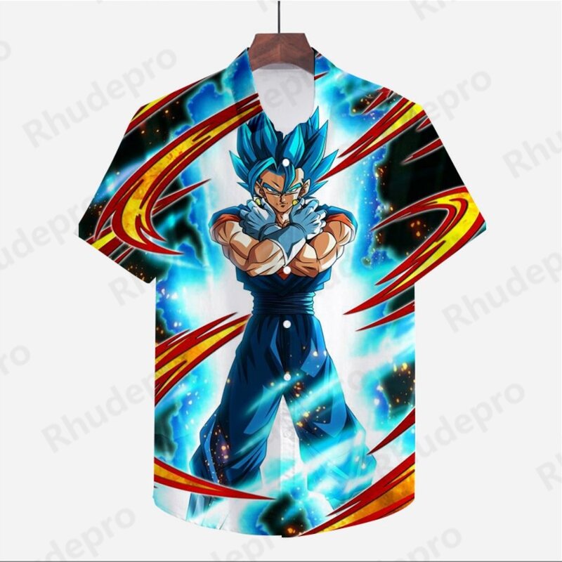 Мужская одежда Vegeta, рубашка, уличная одежда, драконий жемчуг Z, Высококачественная Милая аниме рубашка с коротким рукавом, большой размер 2024, в пляжном стиле Super Saiya
