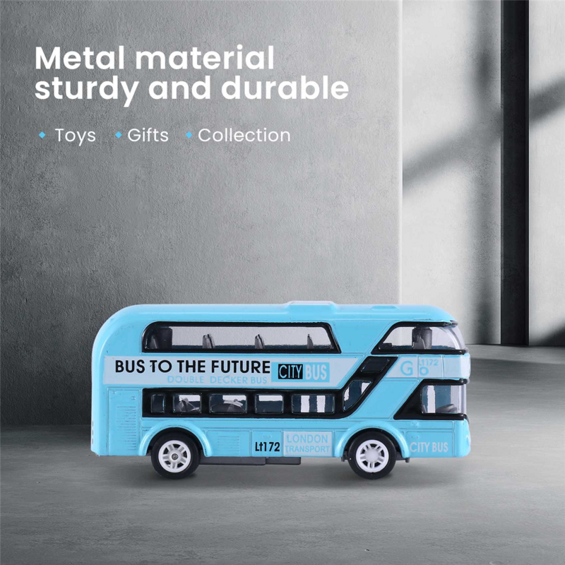 Double-Decker Bus London desain Bus mainan mobil wisata Bus kendaraan transportasi perkotaan kendaraan komuter, biru