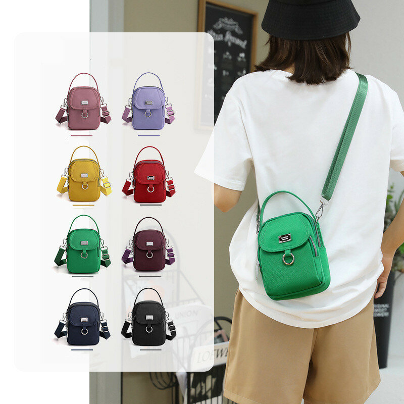 Модная трехслойная Женская мини-сумка, прочная тканевая маленькая сумочка на плечо для девушек, симпатичная стильная женская мини-сумка для телефона
