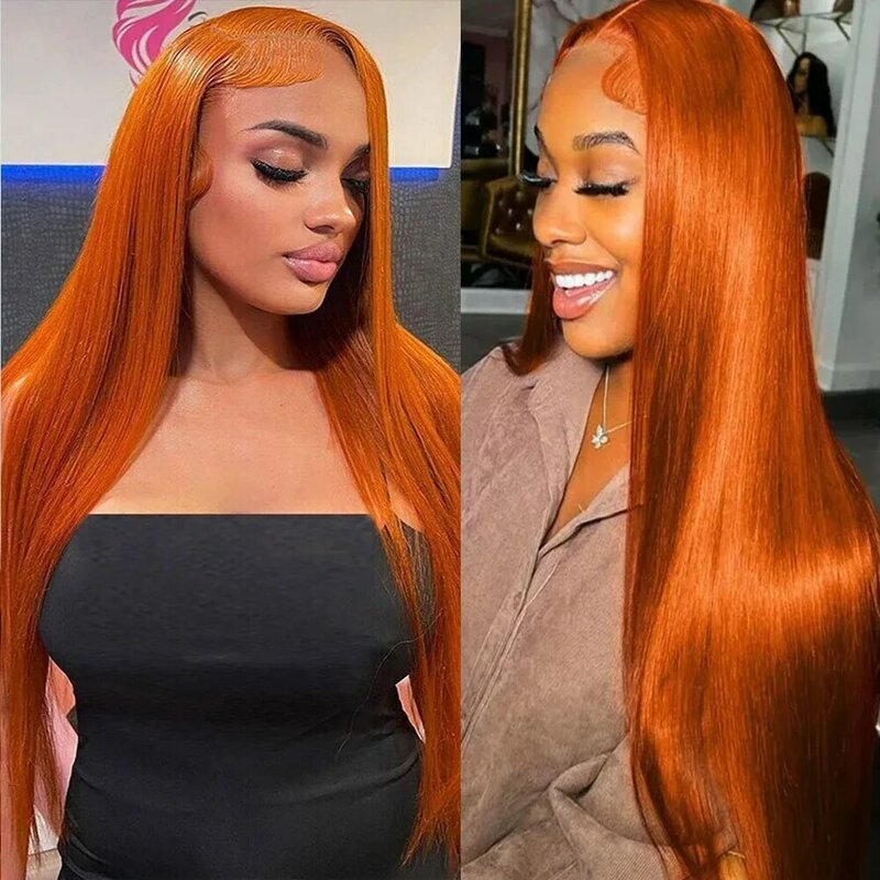 Lumiere Ginger Orange Lace Front Wig Human Hair Straight 13x4 HD Transparent Lace Frontal Wigs Pre Plucked with Baby Hair