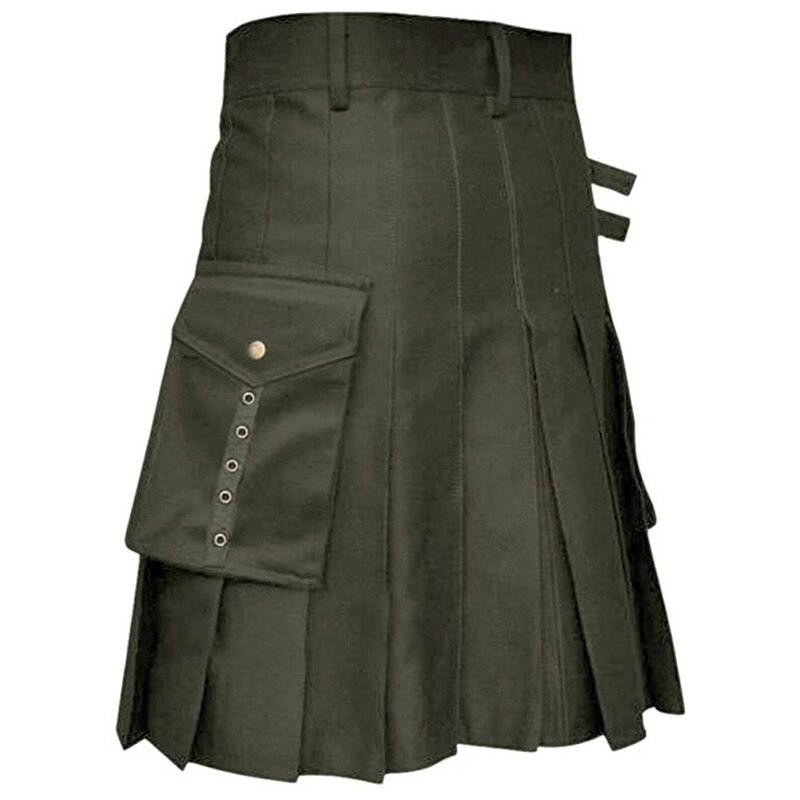 Falda plisada para hombre, falda de Festival escocesa, Color sólido, ligera, elástica, ampliamente aplicable, nueva marca