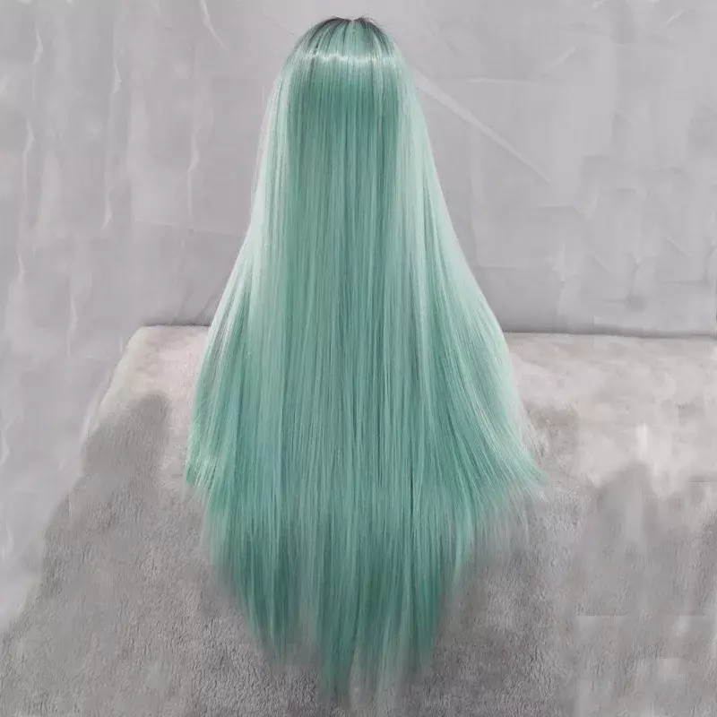 Straight Mint Green Wig for Women Fresh Green 28inch High Temperature Resistant Wigs That Can Be Dyed and Permed braided wigs