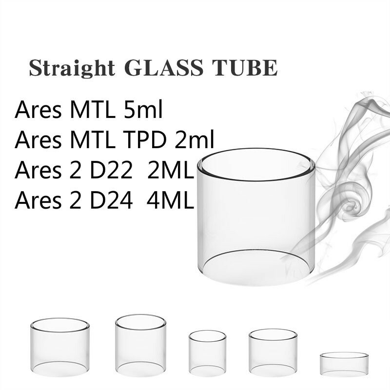 หลอดแก้วแบนสำหรับ innokin Ares MTL RTA 5มล. (TPD 2มล.) Ares 2 D22 2มล. D24 4มล. 5ชิ้น