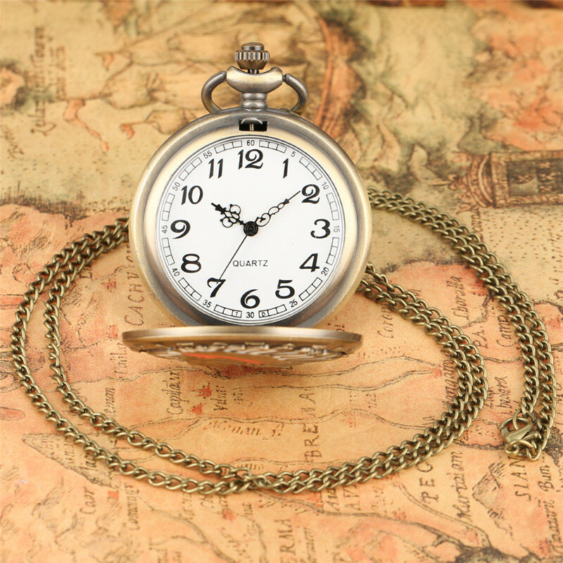 ساعة جيب كوارتز للرجال والنساء ، رقم عربي ، موضة قديمة ، تصميم هندي للرجل ، قلادة ، قلادة سلسلة ، أداة سهم