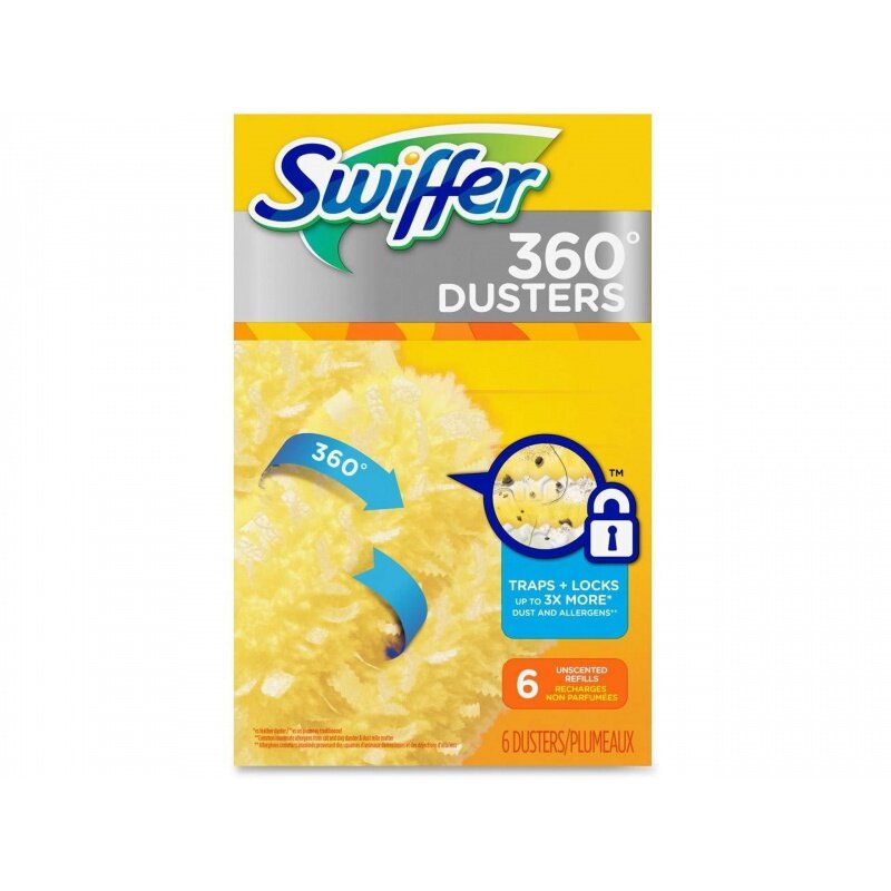 Swiffer 21620 360 Dusters Refill, Dust Lock Fiber, Yellow (6/Box, 4 Box/Carton)