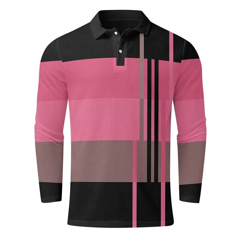 Revers Herren T-Shirt brandneue Farb block Langarm Polyester regelmäßige leichte Dehnung täglich bequeme Mode heiß
