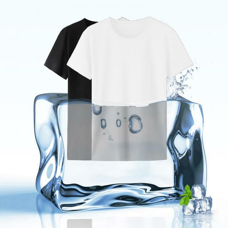 Мужская быстросохнущая Сетчатая футболка из ледяного шелка, летняя свободная спортивная одежда, тонкий дышащий топ с коротким рукавом, черные топы для фитнеса, футболки