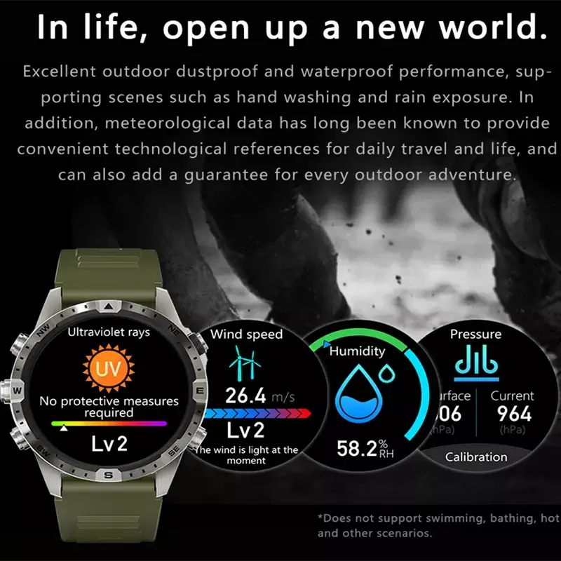 Gt45 relógio inteligente para homens, smartwatch, com bluetooth, chamada, assistente de voz, bússola, monitoramento de saúde, rastreador de fitness