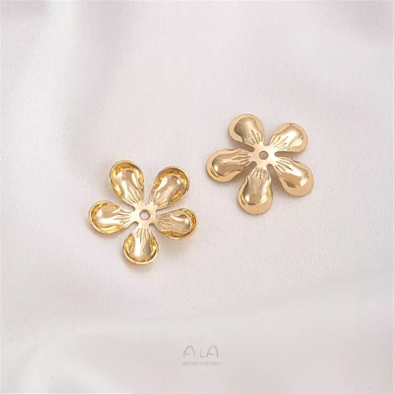 14K Real Gold Plated Handmade Stamen Petal Flower Piece Bead Cap DIY Handmade Jewelry Earring Material Flower Holder Accessories