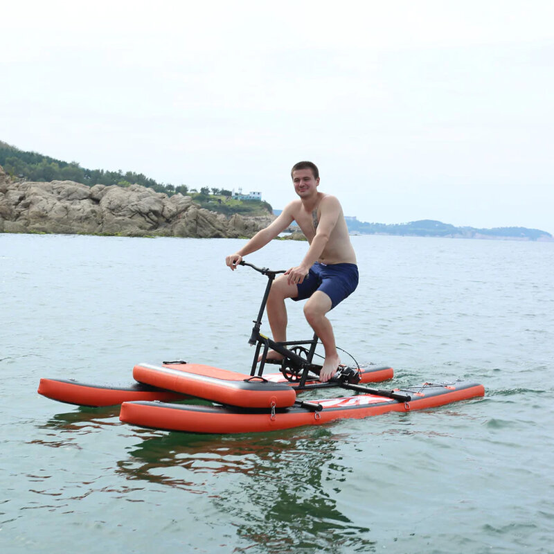 Funworldsport vendita calda gonfiabile singola bici d'acqua pedalò pedalò Aqua Quad Water Bike per i bambini