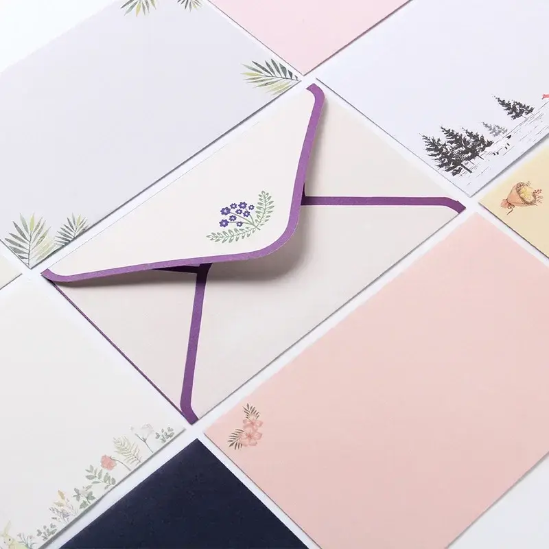 9Pcs Leuke Enveloppen Set Kawaii Brief Pads Diy Postcard Bruiloft Uitnodigingskaart Papier Cover Koreaanse Briefpapier Kantoorbenodigdheden