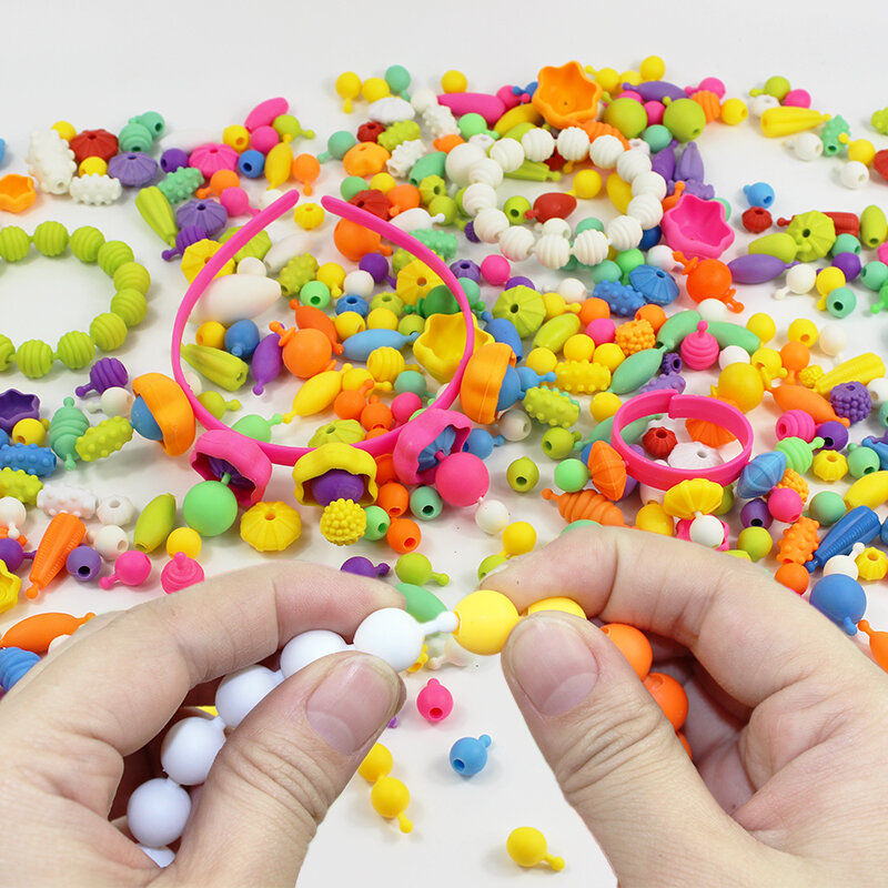 Criativo DIY Handmade Pop Beads Brinquedo, Menina Jóias, Colar e Pulseira, Artesanato Brinquedos, Educação Kids Birthday Gifts