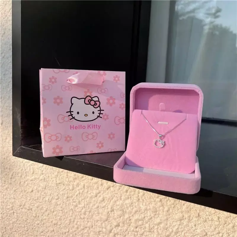 Baru Sanrio Hello Kittys Y2K Manis Kawaii Cincin Kalung Kartun Ornamen Mode Temperamen Indah Hadiah Hari Valentine