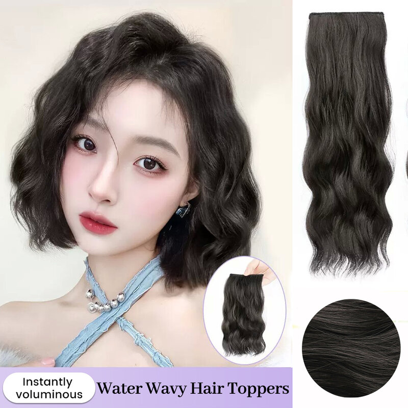 ALXNAN HAIR Synthetic Short Wavy Hair Hairpiece Black Brown False HairPiece For Women