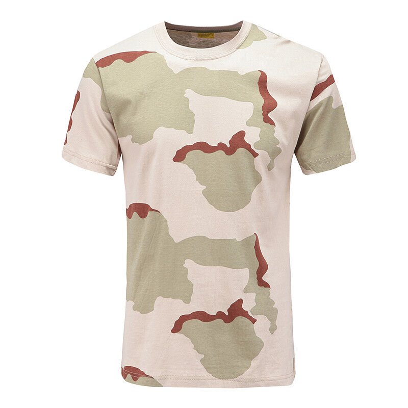 남성용 라운드 넥 순면 반팔 위장 의류, 야외 작업 티셔츠, 군사 전술 티셔츠