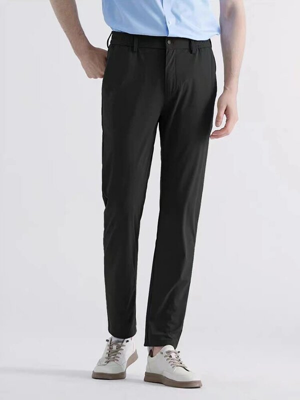 Pantalon d'été en Nylon extensible pour homme, vêtement décontracté, respirant, en soie, coupe Slim, coupe droite, Long, nouveauté 2022
