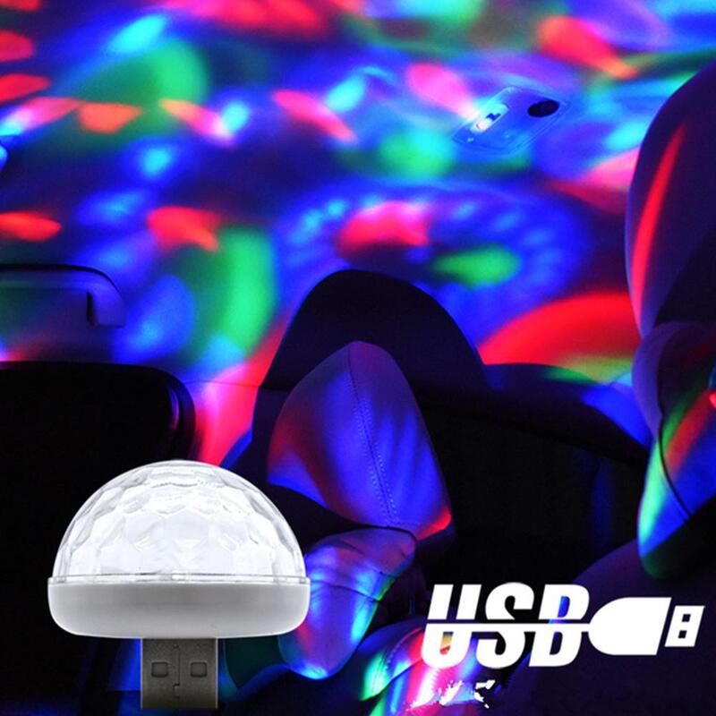 USB صغير التحكم الصوتي RGB LED الكرة الخفيفة ل أندرويد آيفون الهاتف المحمول DJ المرحلة مصابيح حفلات سيارة الديكور