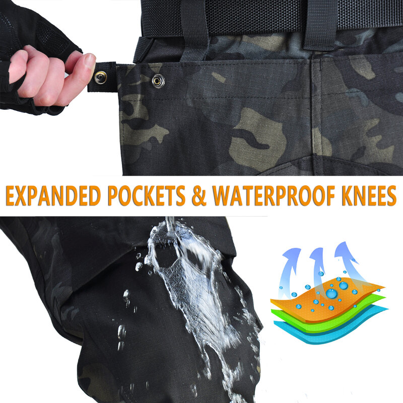 HAN WILD-Calças masculinas de caça ao ar livre com almofadas, calças militares Camo, calças táticas, calças de combate, roupas de caminhadas Airsoft