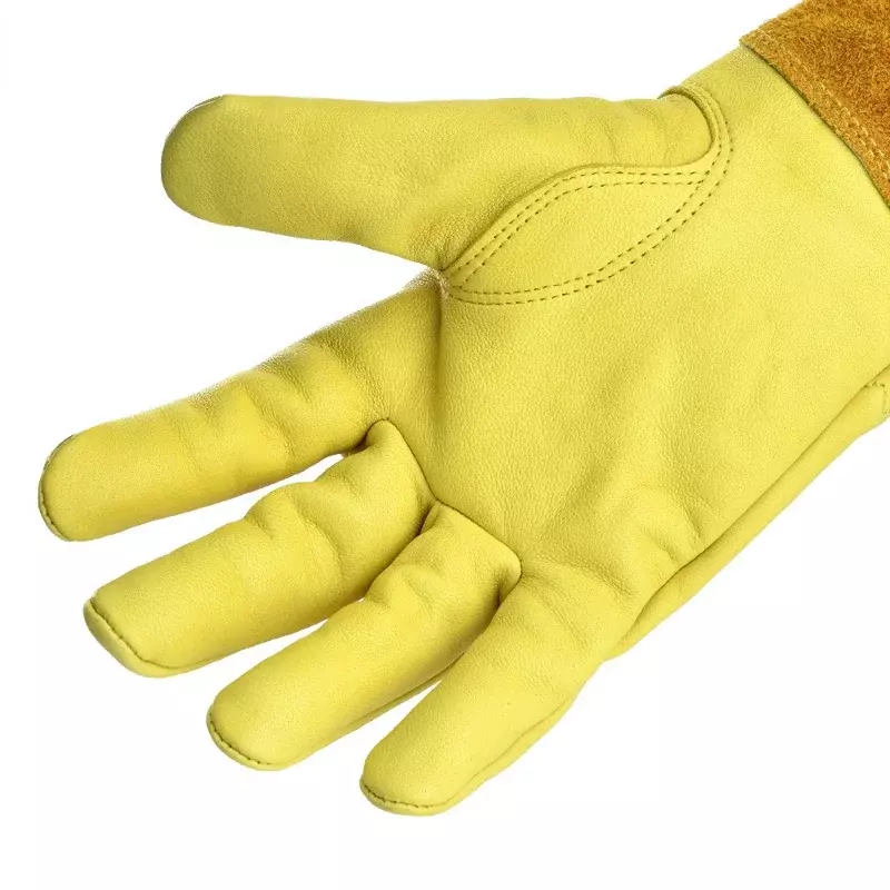 S-XL CowhideLong-садовые перчатки, сверхпрочные перчатки для садоводства с розовой отделкой, перчатки с длинным рукавом, рабочие сварочные перчатки