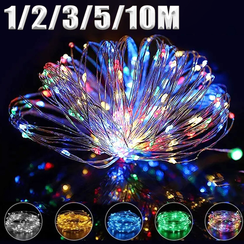 1/2/3/5/10M LED Fairy Lights Copper Wire String  Holiday Outdoor Lamp Garland For Christmas Tree Wedding Party Decoration