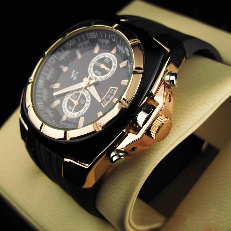 Новые модные мужские наручные часы с резиновым ремешком и металлическим циферблатом мужские спортивные часы LL @ 17