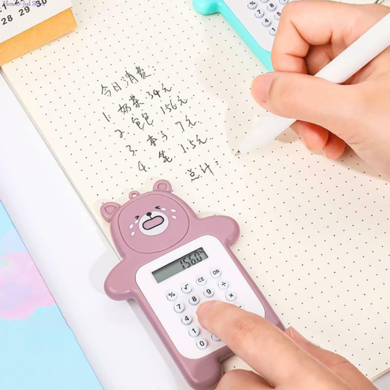 Mini calculadora portátil de bolsillo para niños, pantalla de 8 dígitos, botón ultrafino de dibujos animados Kawaii, suministros escolares bonitos