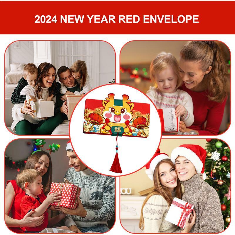 Sobres Rojos plegables de Año Nuevo Chino, sobres de efectivo de Año Nuevo Lunar auspicioso, accesorios de Nochevieja para fiestas de cumpleaños