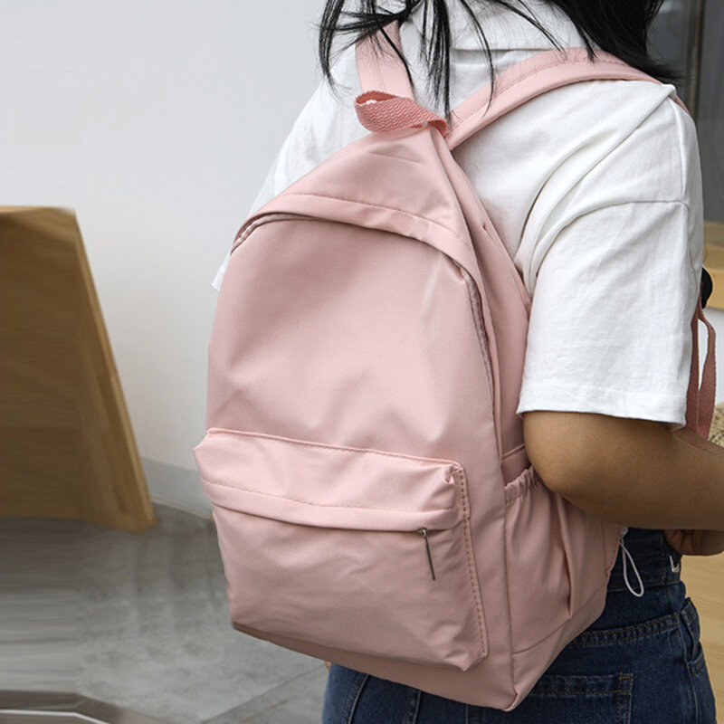 Plecak szkolny dla kobiet wodoodporny plecak szkolny o dużej pojemności gładki zamek jednokolorowy nastolatek na co dzień torba na dzień dla studentów